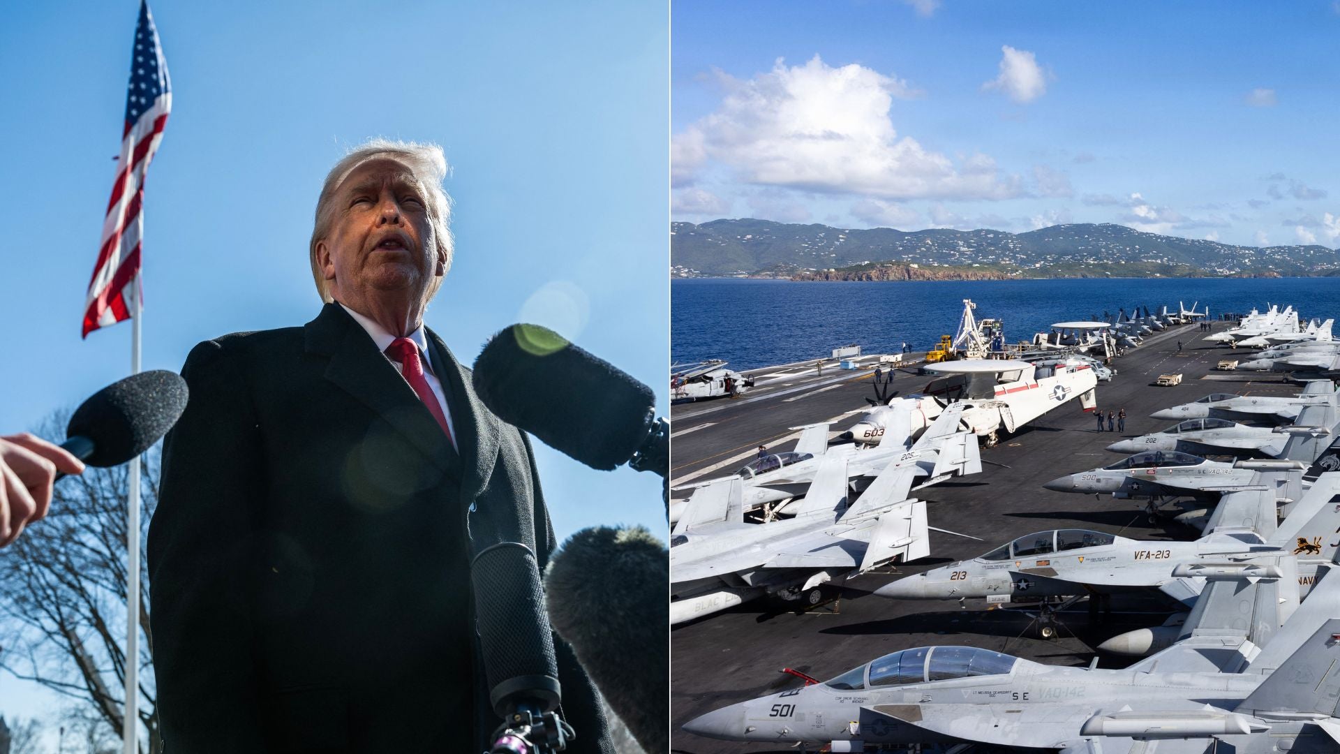 Donald Trump/ Portaviones Gerald R. Ford - Fotos AFP