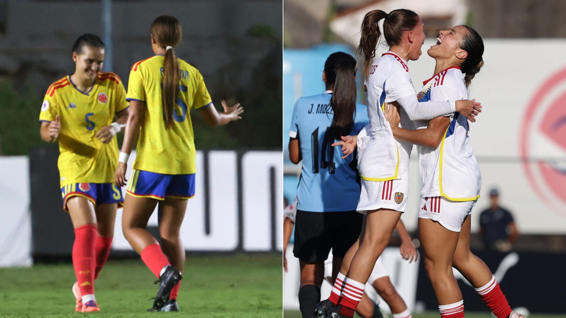 Jugadoras de las selecciones Sub-20 Femenina de Colombia Venezuela - Fotos: EFE