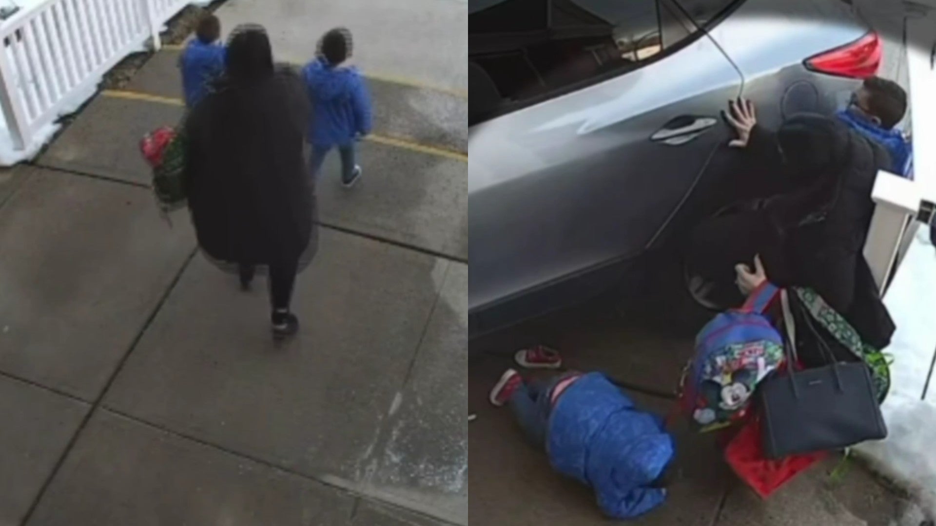 Madre y sus hijos por poco son atropellados / FOTO: Captura de video