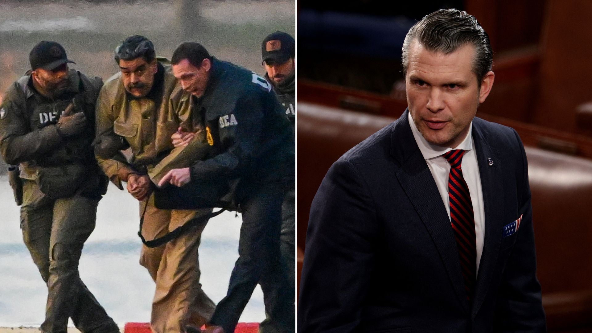 Captura de Maduro y Pete Hegseth | Foto AFP