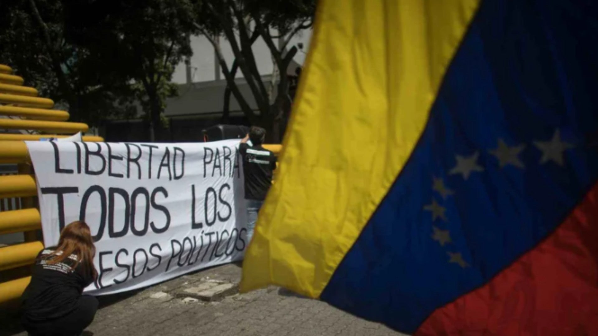 Mujer pide por la libertad de todos los presos políticos en Venezuela - Foto: EFE