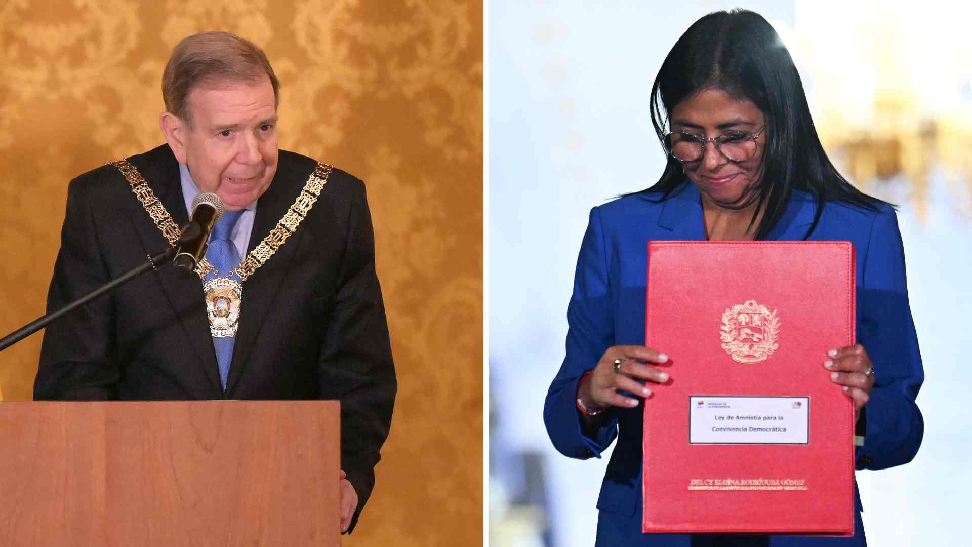 Edmundo González y Delcy Rodríguez - AFP