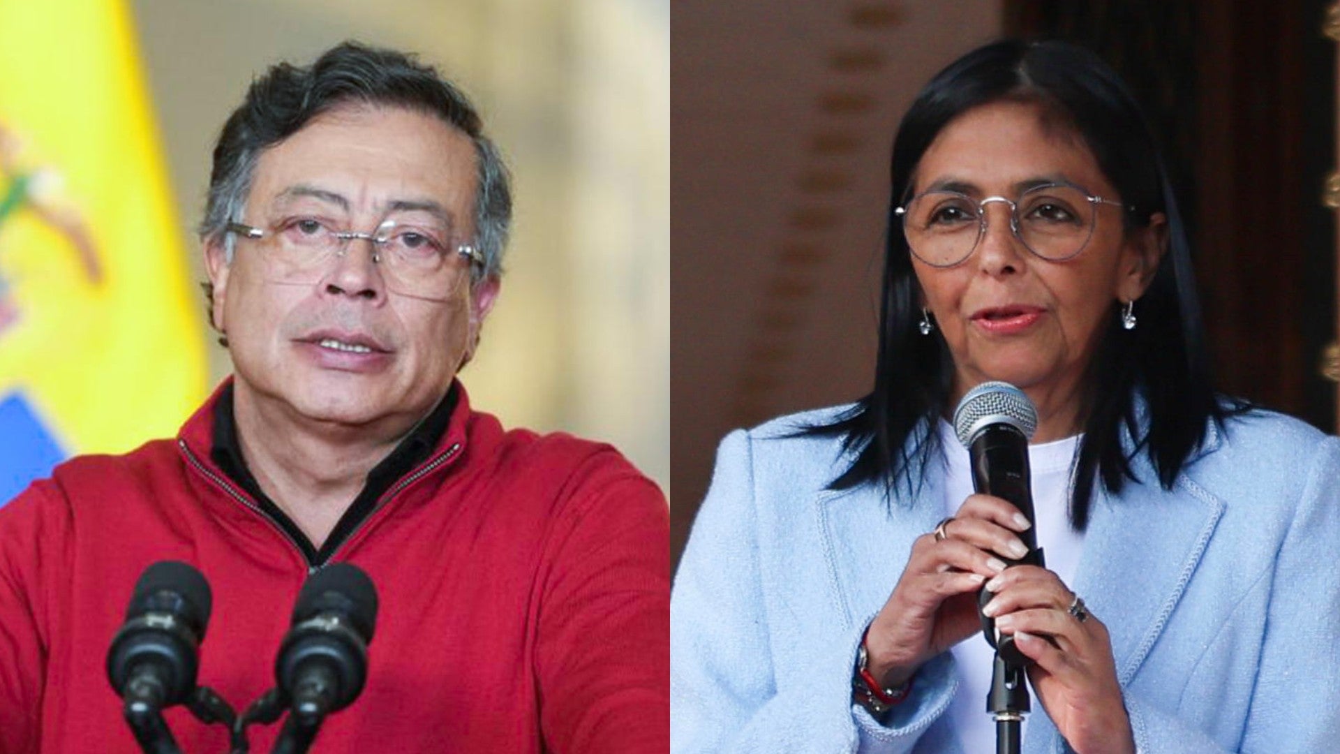 Gustavo Petro, presidente de Colombia, y Delcy Rodríguez - Foto: EFE