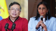 Gustavo Petro, presidente de Colombia, y Delcy Rodríguez - Foto: EFE