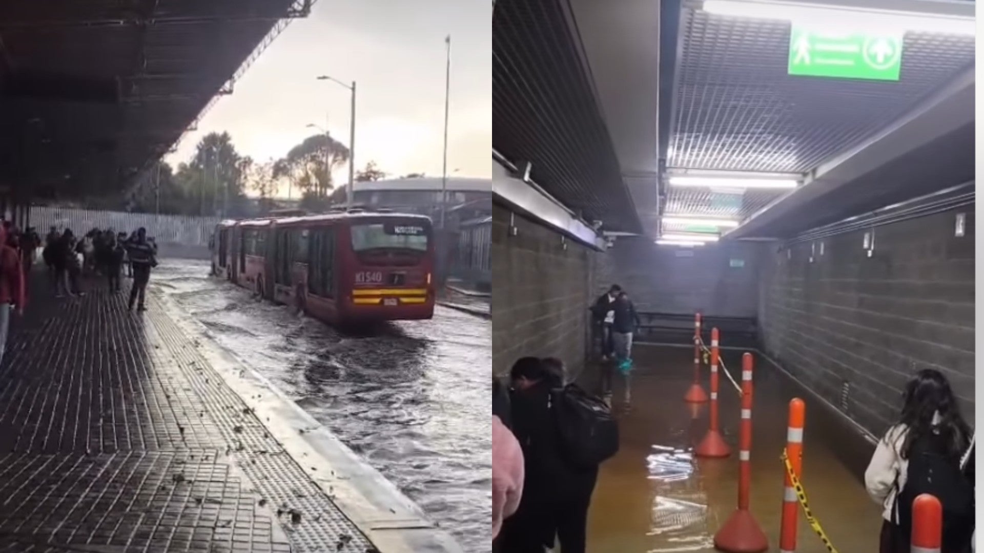 Portal de Transmilenio inundado / FOTO: Captura de pantalla