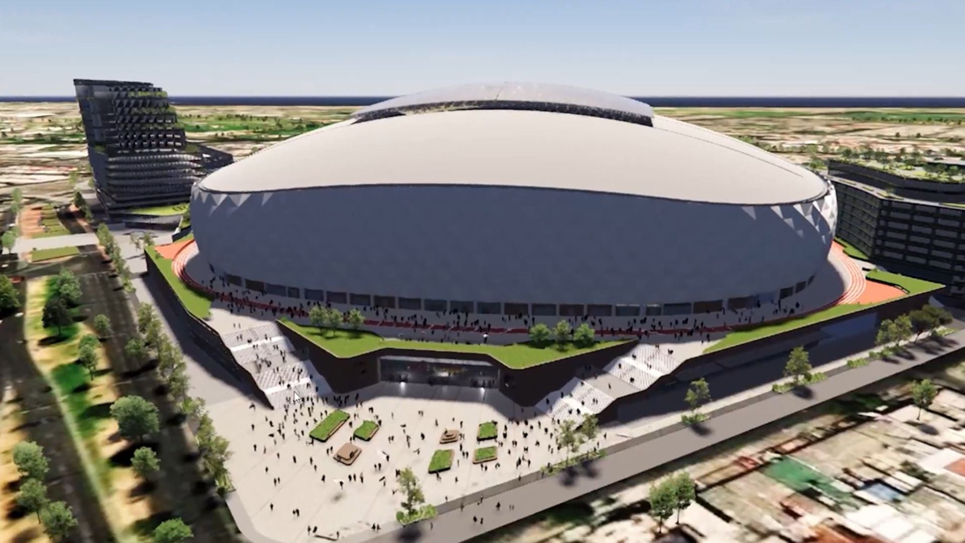 Prototipo del nuevo estadio El Campín - Foto captura: X @SenciaBogota