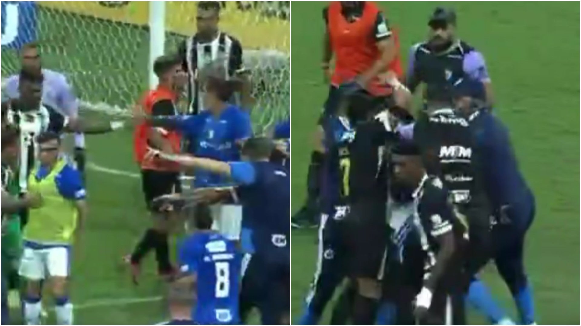 Riña en partido entre Cruzeiro vs Atlético Mineiro - Fotos: X