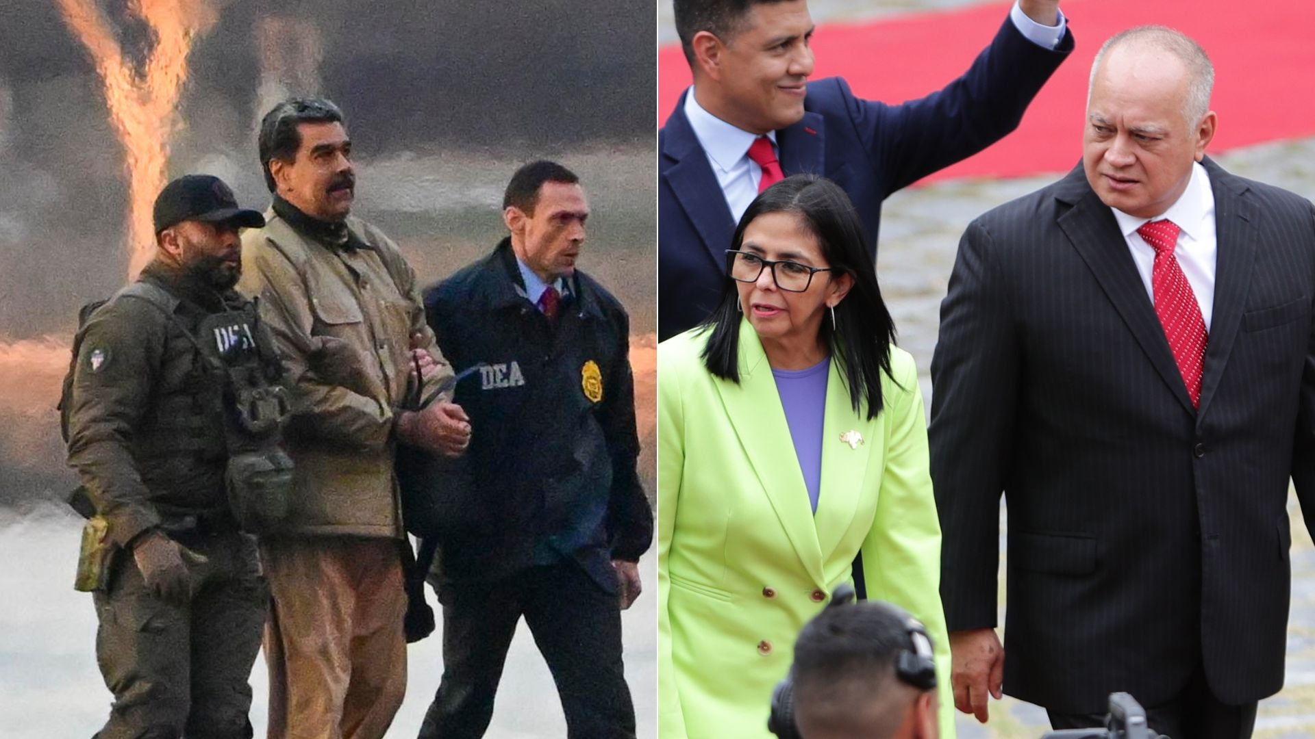 Nicolás Maduro capturado/ Delcy Rodríguez y Diosdado Cabello - Fotos AFP