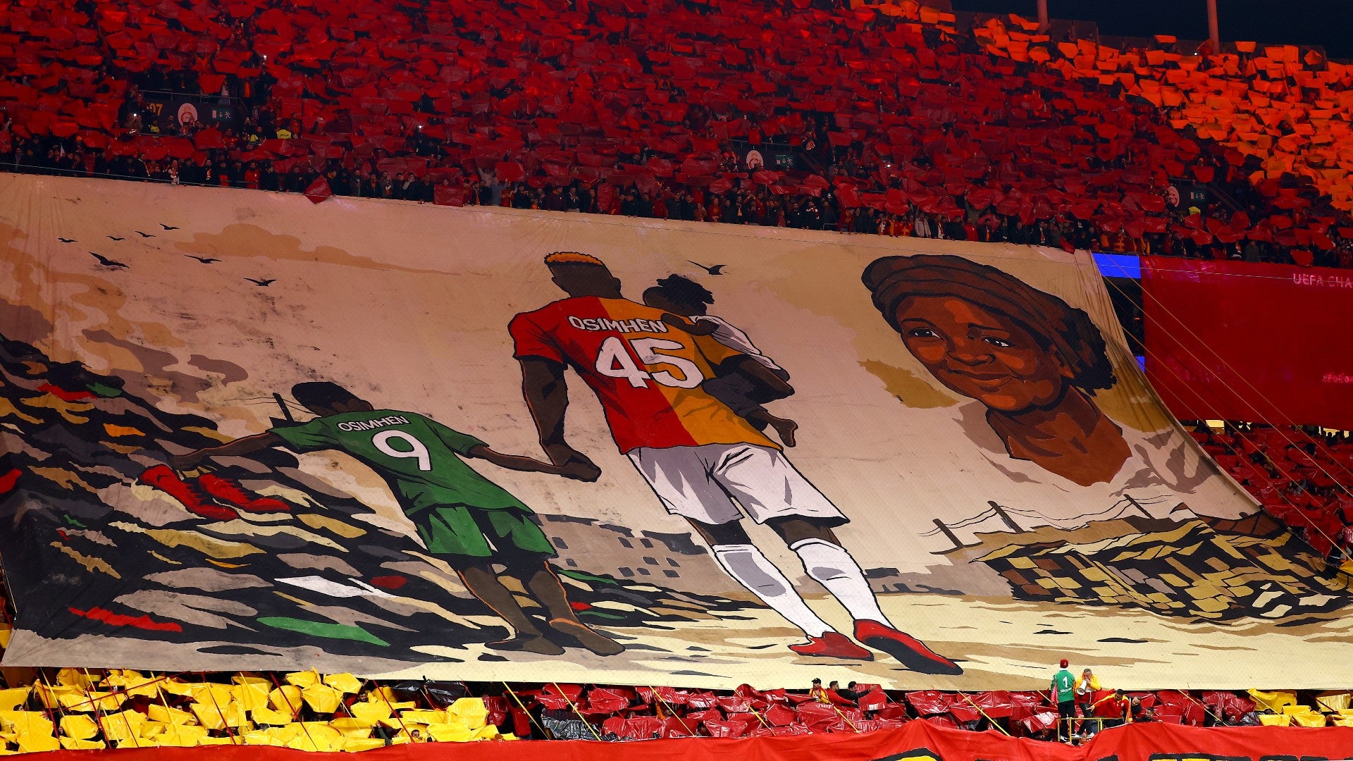 Fanáticos del Galatasaray le hacen un homenaje a Victor Osimhen - Foto: EFE