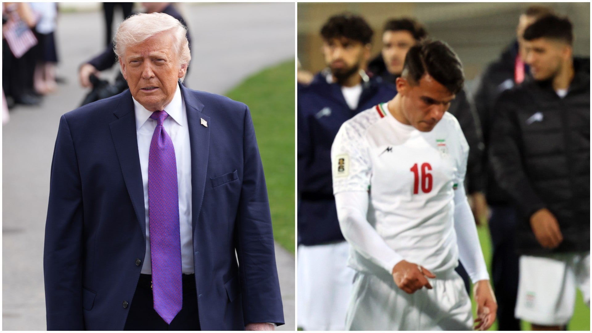 Donald Trump, presidente de EE. UU. / Jugadores de la Selección de fútbol de Irán - Fotos: EFE