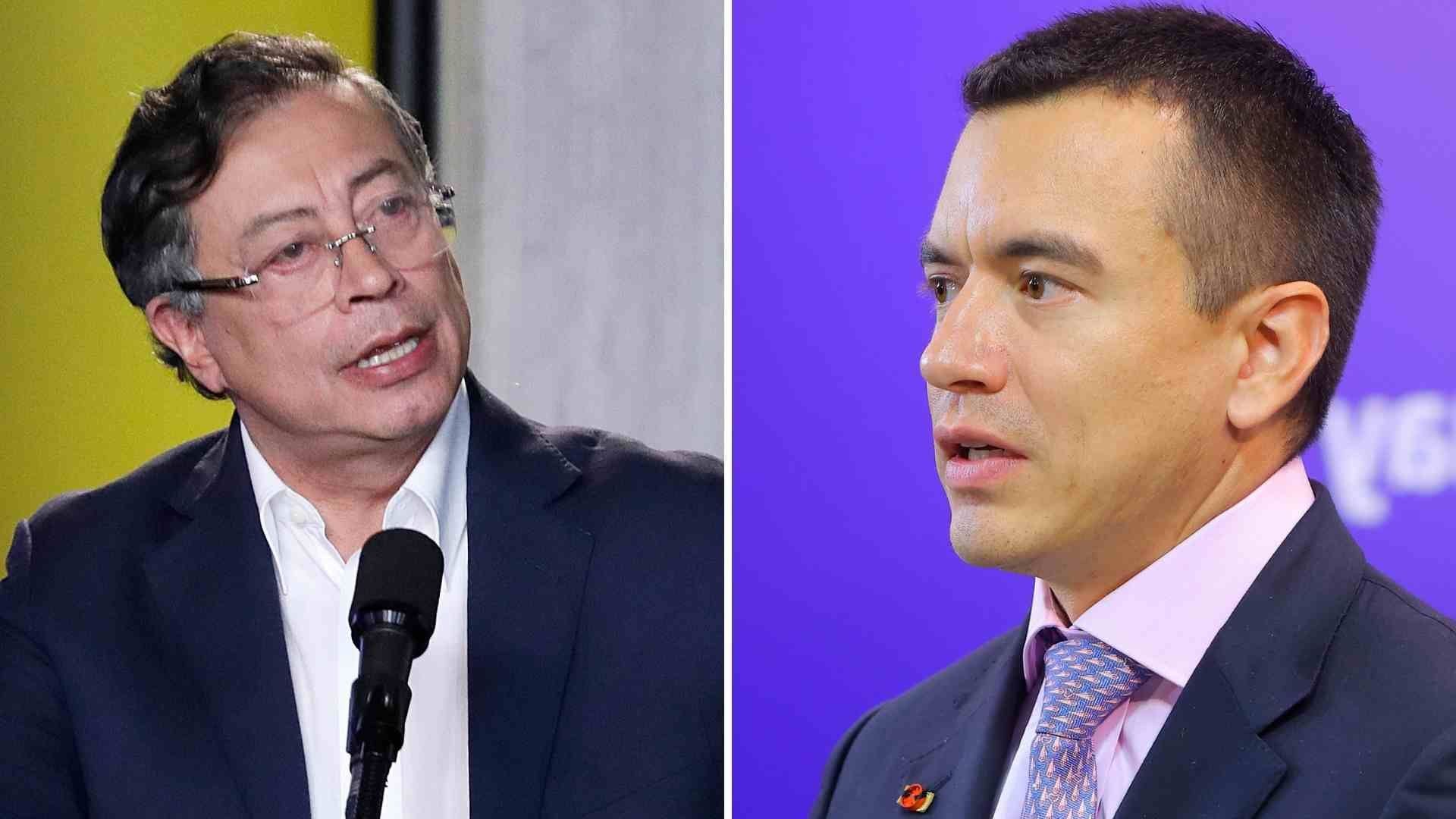 Gustavo Petro, presidente de Colombia, y Daniel Noboa, presidente de Ecuador - Foto: EFE