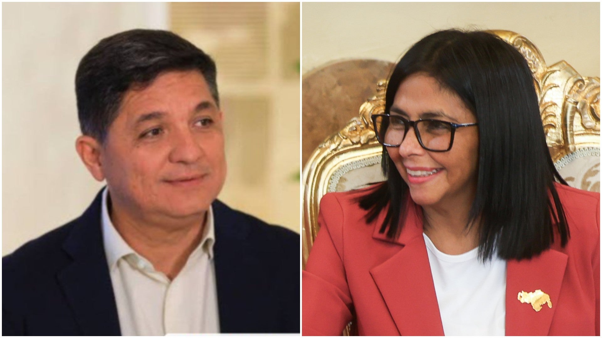 Mayor general Jorge Márquez Monsalve, ministro del Poder Popular para Hábitat y Vivienda del régimen venezolano / Delcy Rodríguez, jefe encargada del régimen venezolano - Fotos: X / EFE