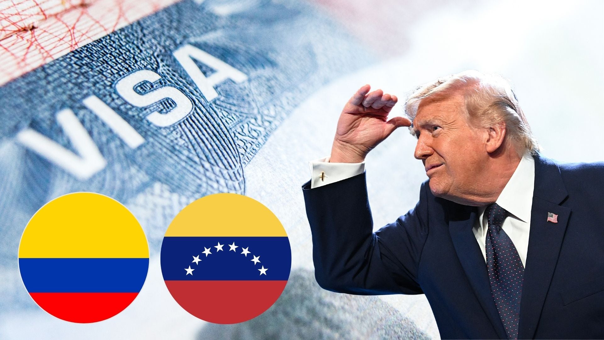 Visa/Banderas Colombia y Venezuela - Fotos de referencia Canva/ Donald Trump - AFP