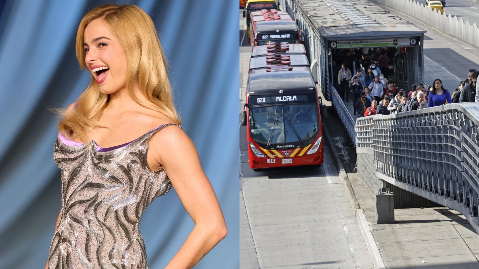 Addison Rae firma una tarjeta de Transmilenio / FOTO: EFE