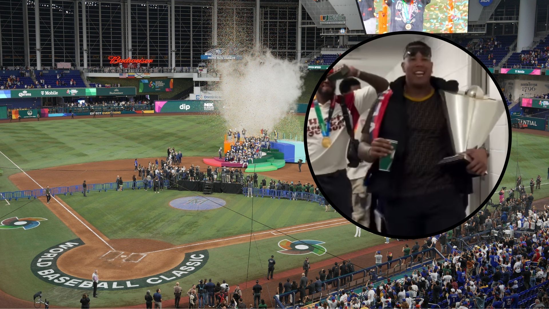 Peloteros venezolanos celebran su campeonato en el Clásico Mundial de Béisbol 2026 - Fotos: EFE / X