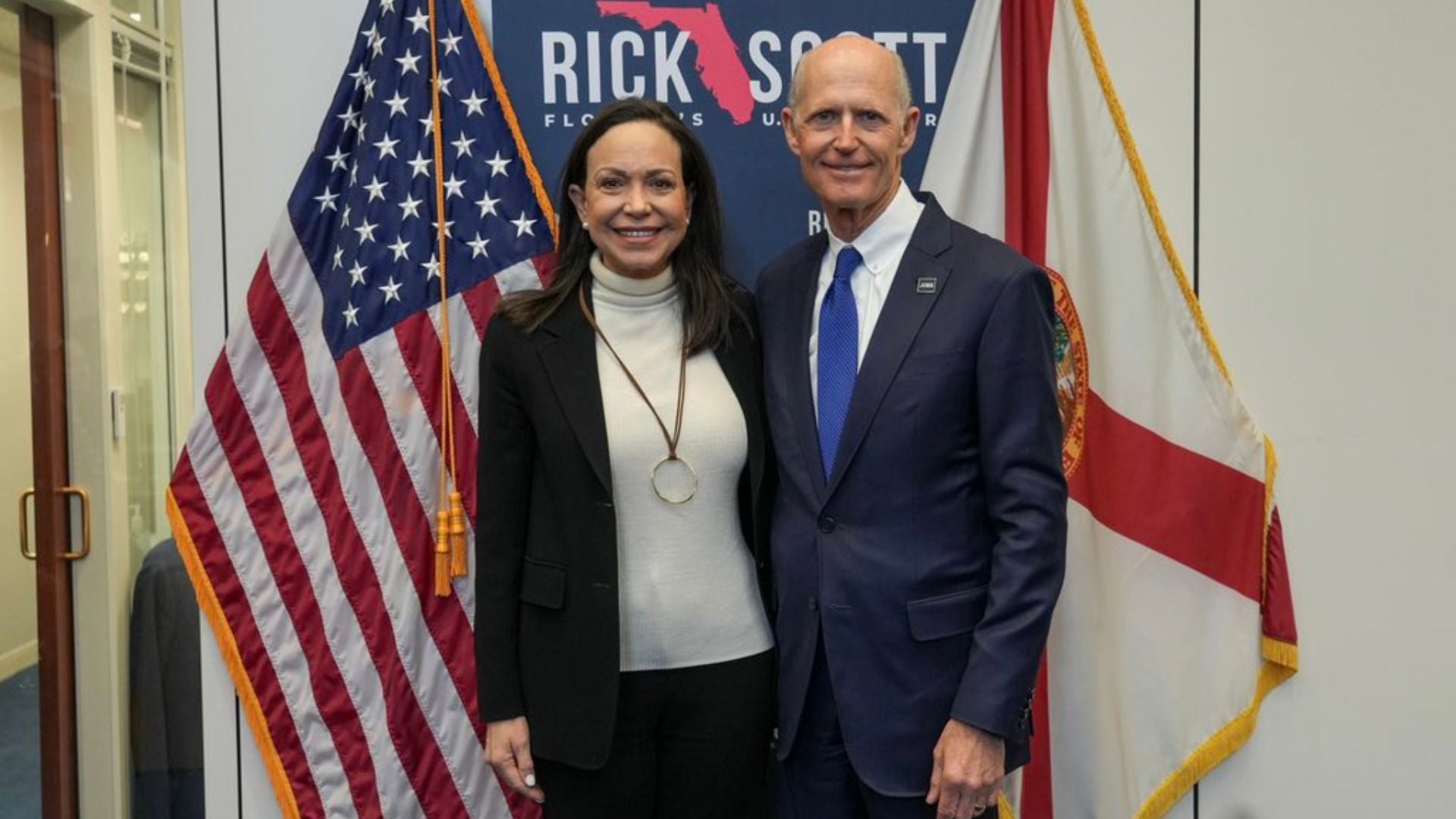 María Corina Machado y Rick Scott - Foto tomada de X @SenRickScott