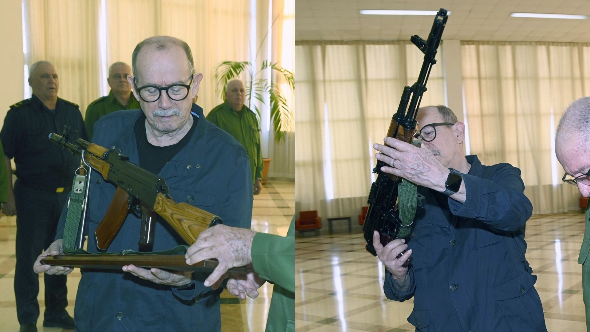 Silvio Rodríguez recibe AKM del régimen cubano - Foto X: @PresidenciaCuba