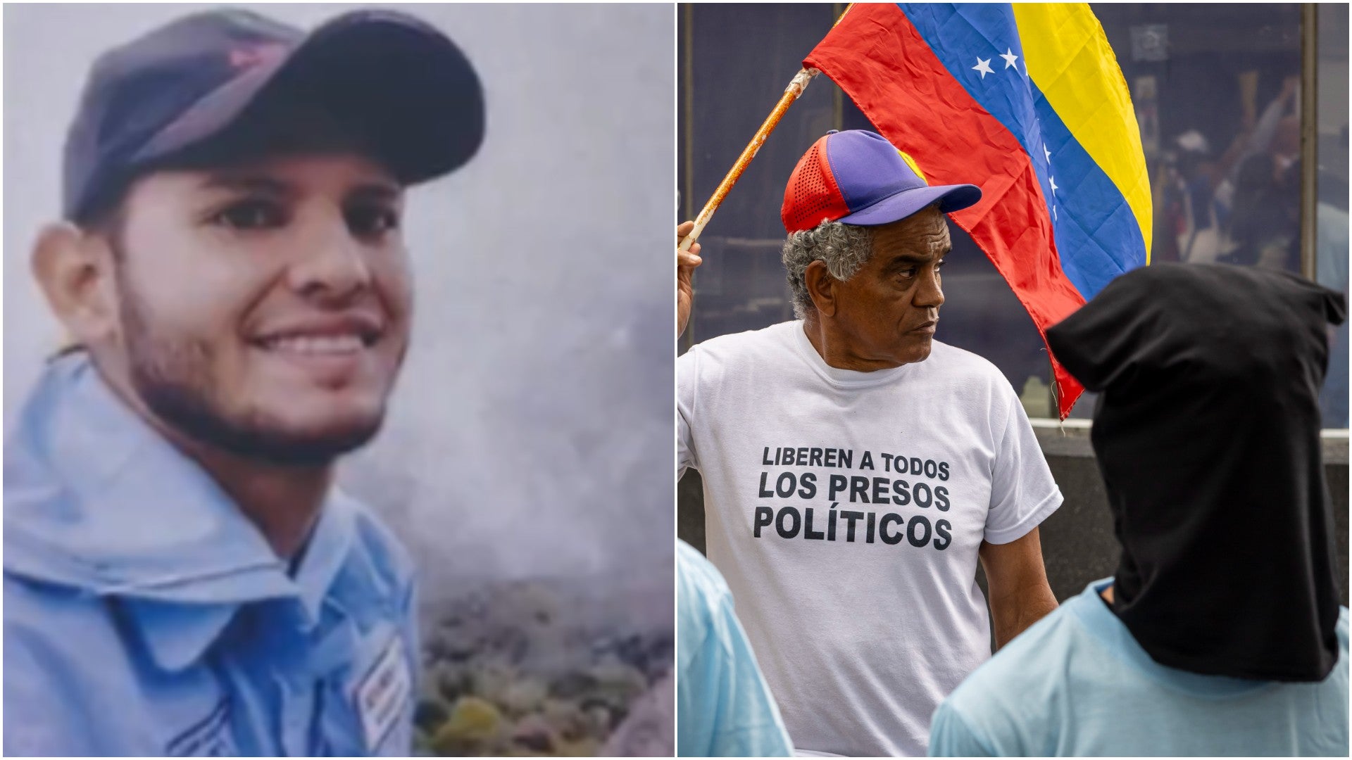 Kevin Andrade, preso político venezolano / Familiares de presos políticos en Venezuela protestando