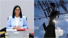 Delcy Rodríguez, jefe encargada del régimen venezolano / Tendido eléctrico en Venezuela - Fotos: AFP