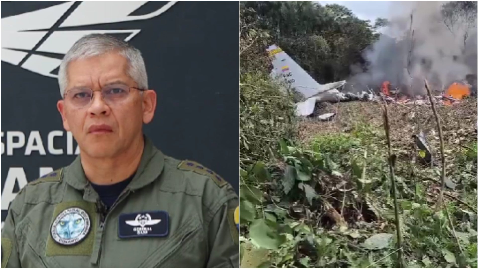 Carlos Fernando Silva, comandante de la Fuerza Aérea Colombiana / Accidente del avión Hércules C-130 en Putumayo - Fotos: X