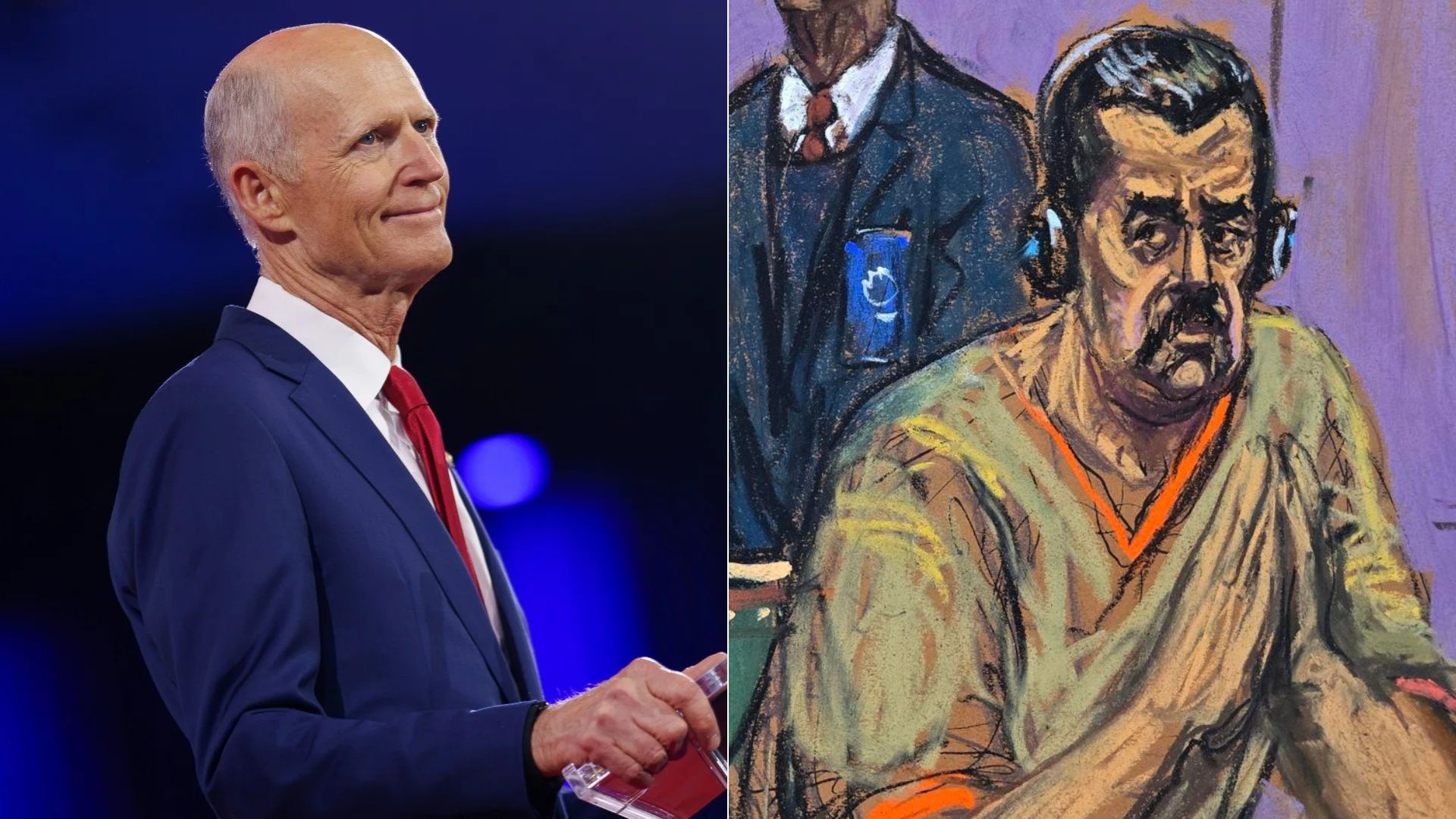 Senador Rick Scott y retrato audiencia Nicolás Maduro - Fotos: EFE