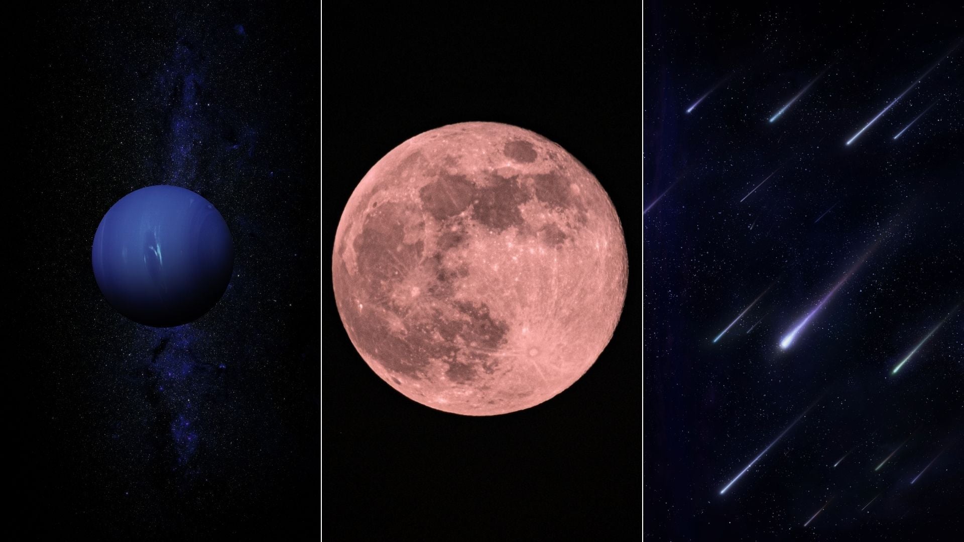 Neptuno/ Luna/ Lluvia de meteoros - Fotos Canva de referencia