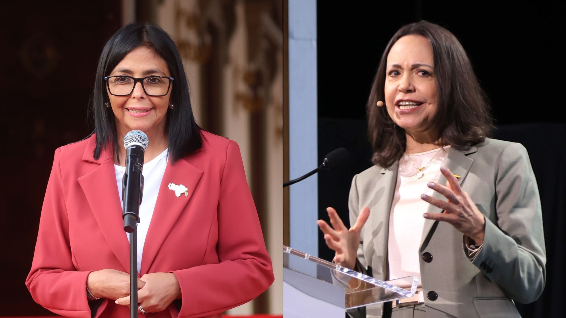 Delcy Rodríguez/ María Corina Machado - Fotos EFE