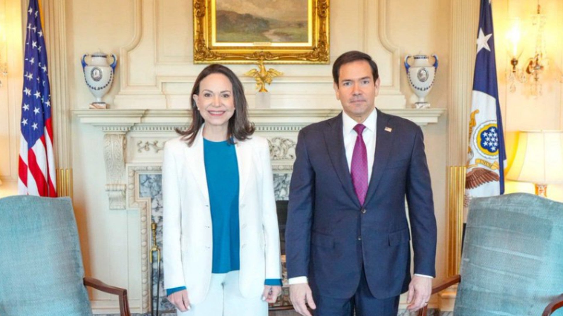 María Corina Machado, premio Nobel de la Paz junto a Marco Rubio, secretario de Estado de EE. UU. - Foto: X