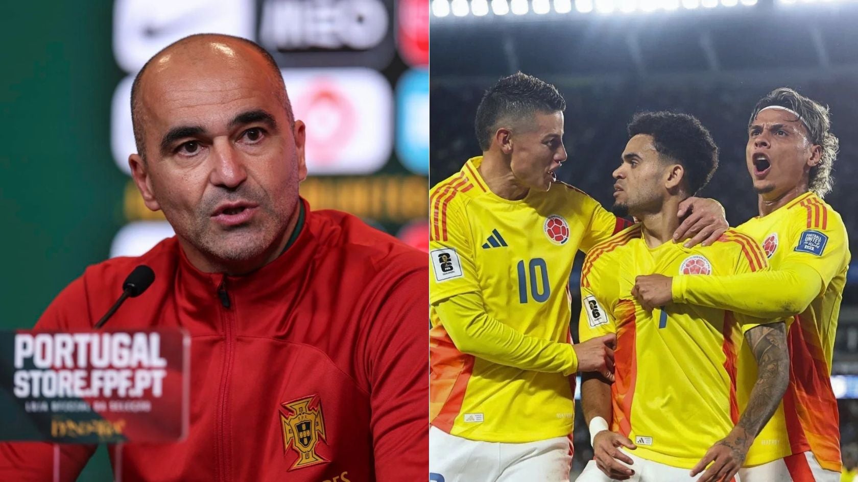 Roberto Martínez, técnico de Portugal y jugadores de la Selección Colombia - Fotos: EFE