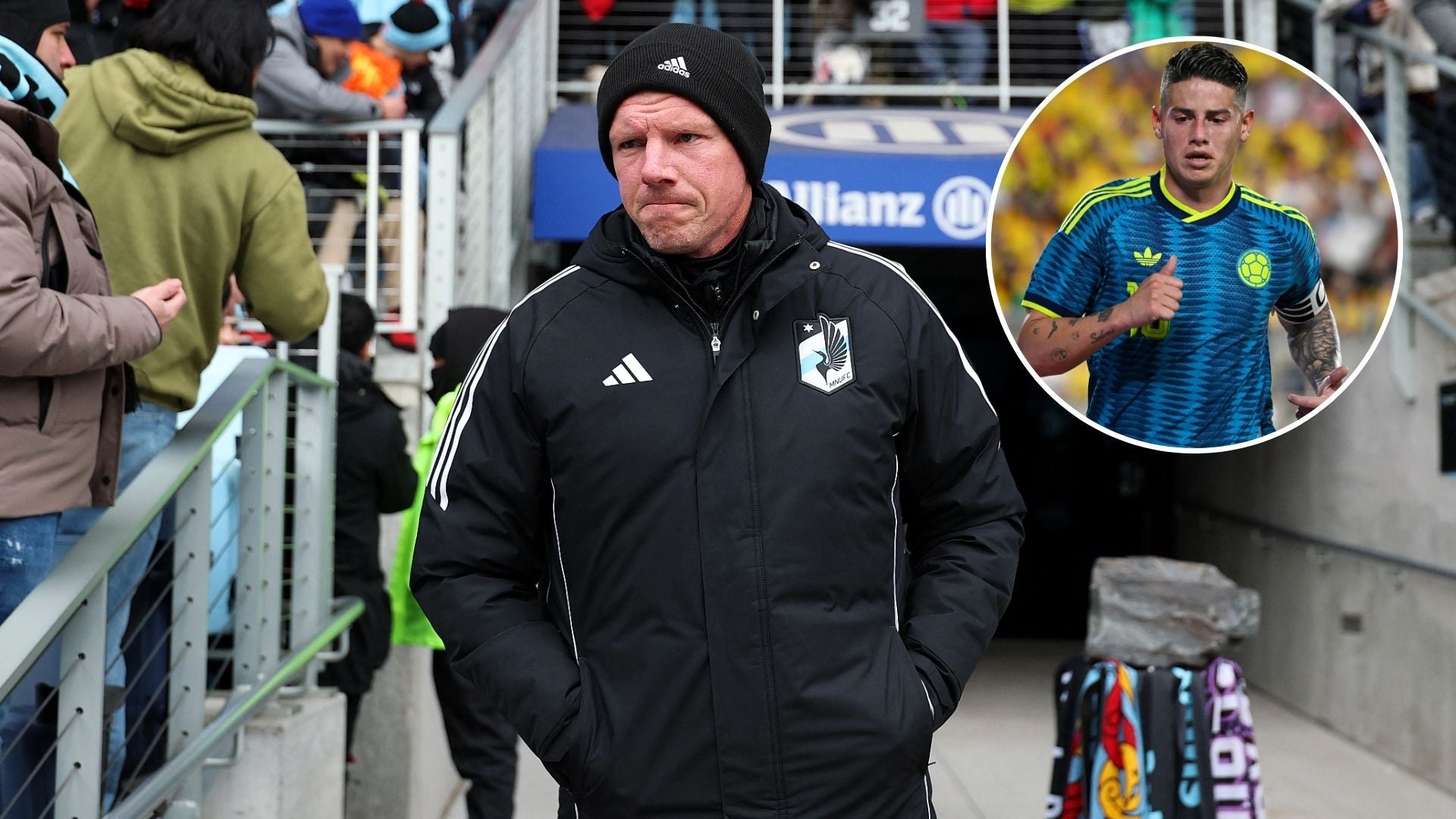 Cameron Knowles, DT de Minnesota y James Rodríguez - Fotos: AFP