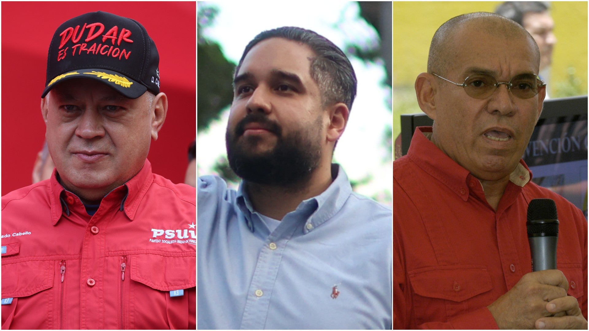 Diosdado Cabello, Nicolás Maduro Guerra, Ramón Rodríguez Chacín, cómplices de la narco-dictadura de Venezuela - Fotos: EFE