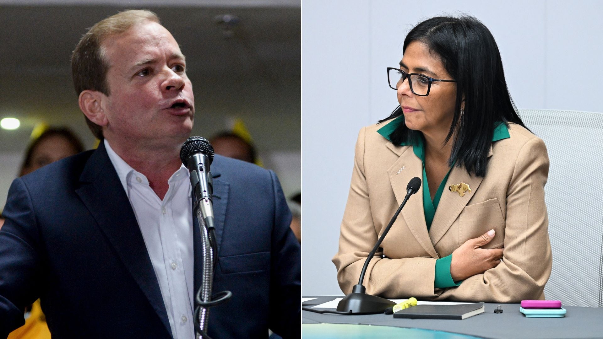 Juan Pablo Guanipa y Delcy Rodríguez - Fotos: AFP