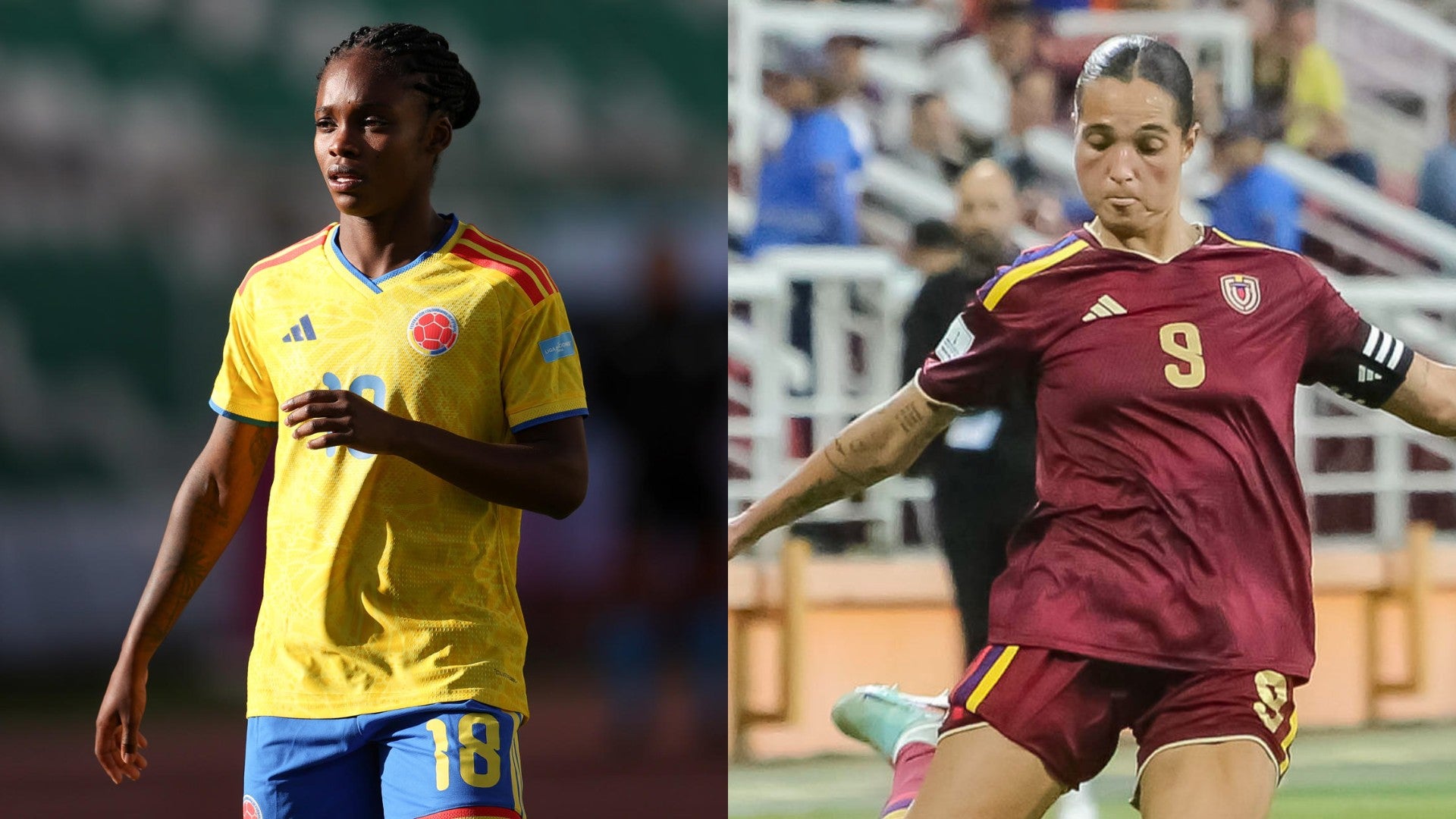 Linda Caicedo, jugadora de la selección Colombia femenina, y Deyna Castellanos, jugadora de Venezuela - Fotos: EFE