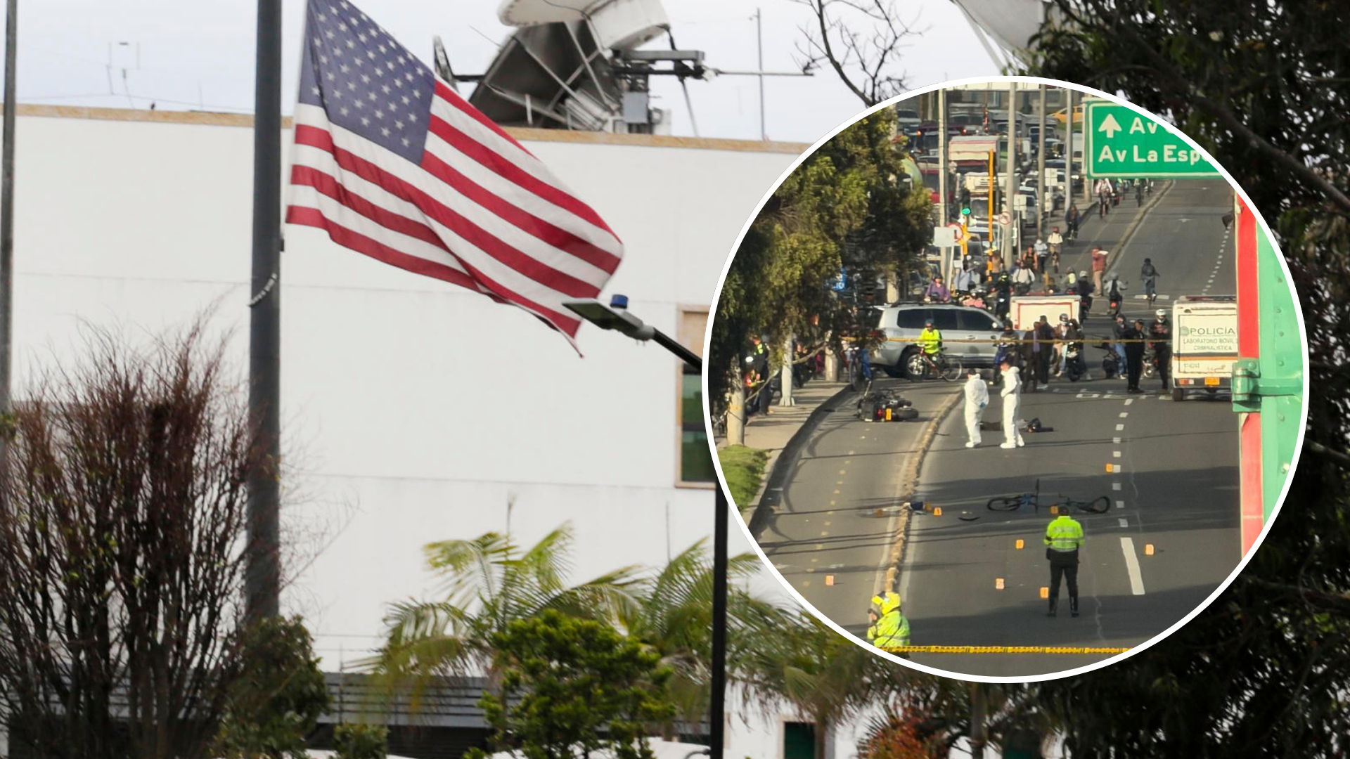 Accidente de tránsito cerca de la embajada de Estados Unidos en Colombia / FOTO: EFE - Redes Sociales