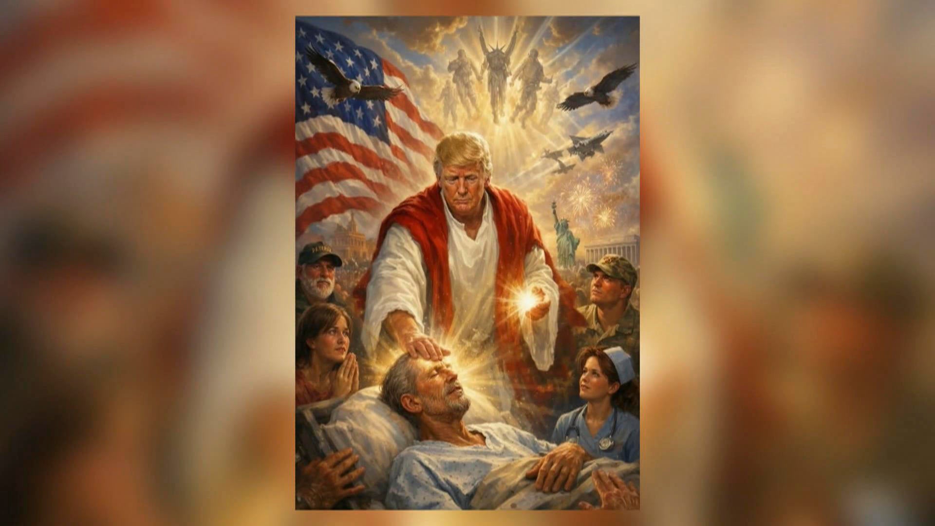 Trump publica una imagen en la que se convierte en un aparente Jesucristo sanador - Foto: EFE