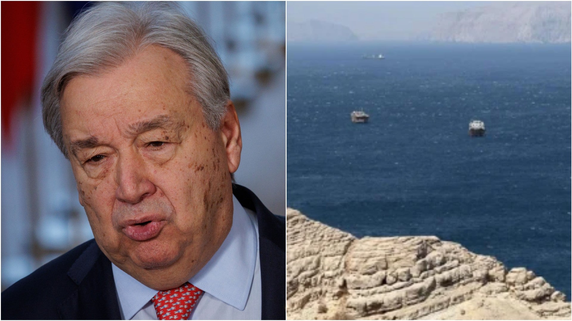 António Guterres, Secretario General de las Naciones Unidas / Embarcaciones navegando por el estrecho de Ormuz - Fotos: EFE
