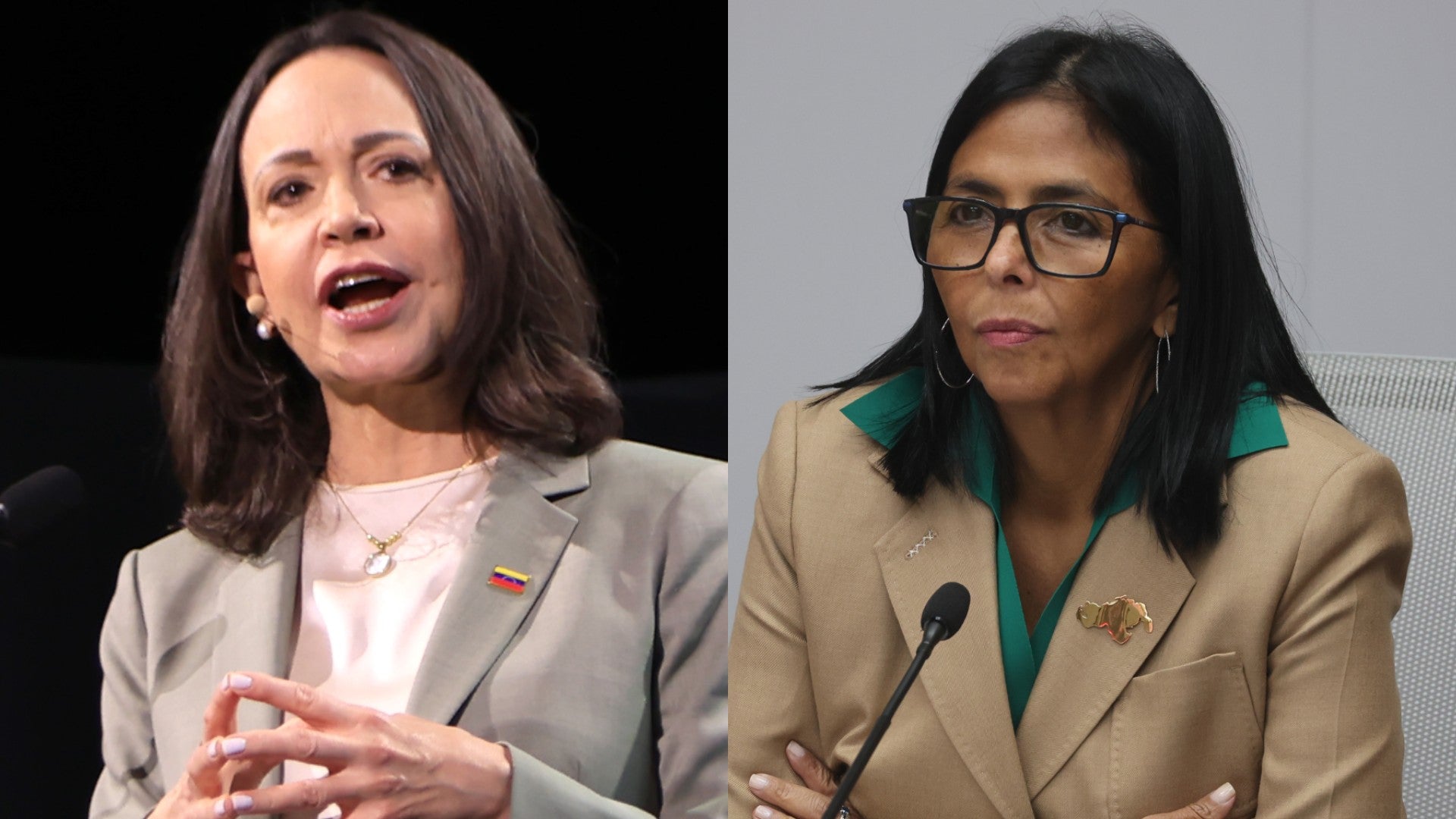 María Corina Machado, Premio Nobel de la Paz / Delcy Rodríguez, jefe encargada del régimen venezolano - Fotos: EFE