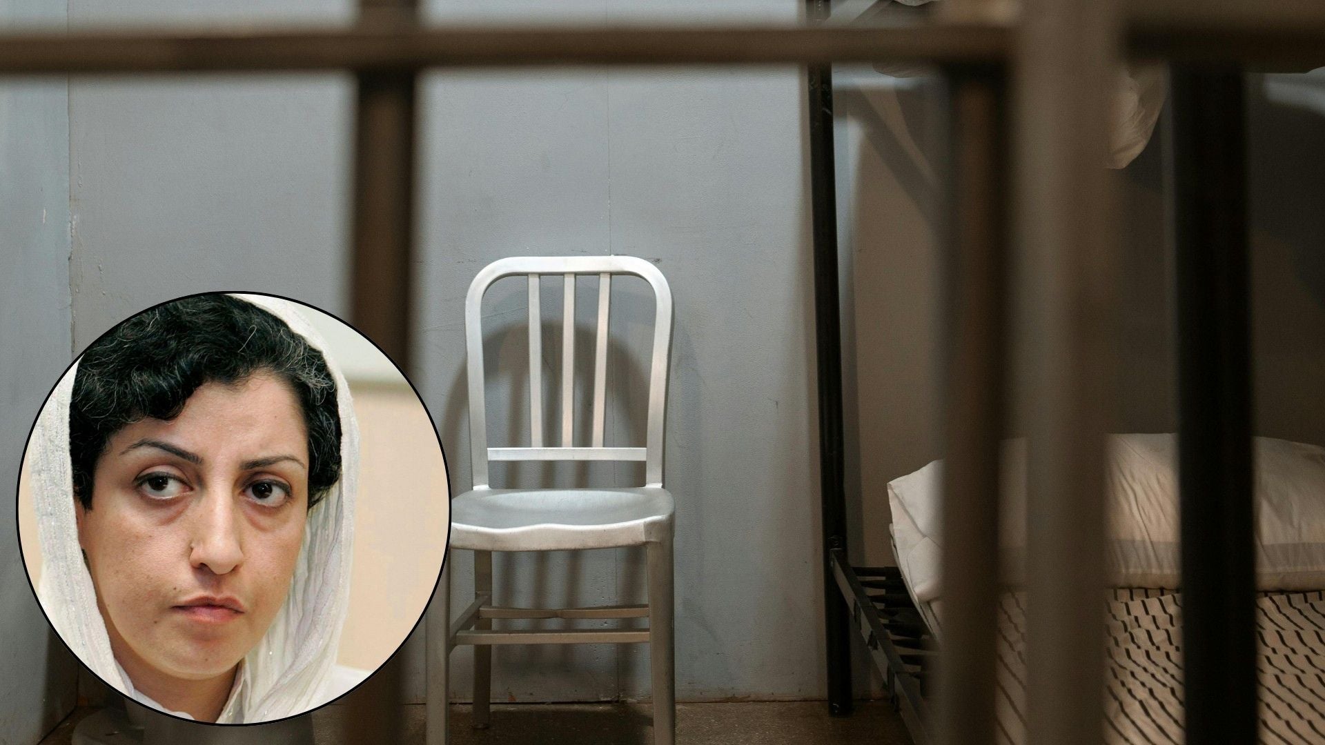 Fotografías de referencia: Nobel iraní Narges Mohammadi / Una celda - EFE / Pexels