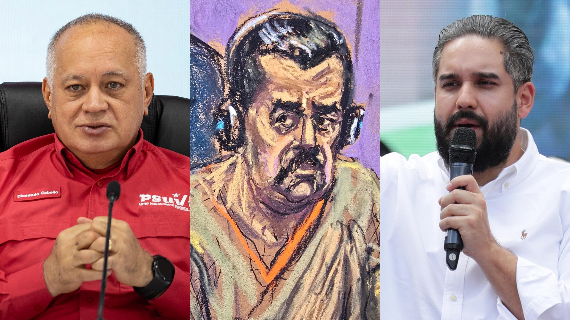 Diosdado Cabello, audiencia de Nicolás Maduro y Nicolás Maduro Guerra - Fotos: EFE