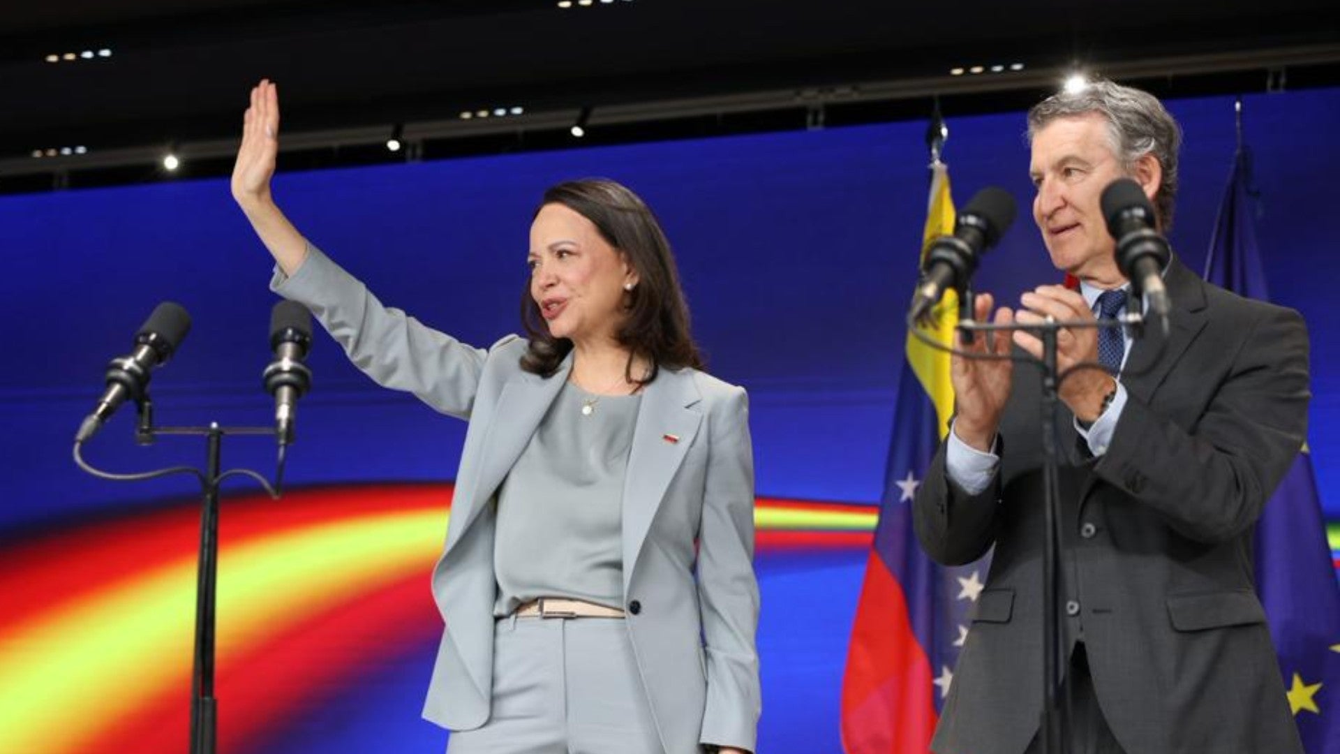 María Corina Machado en encuentro con líderes del PP en España.