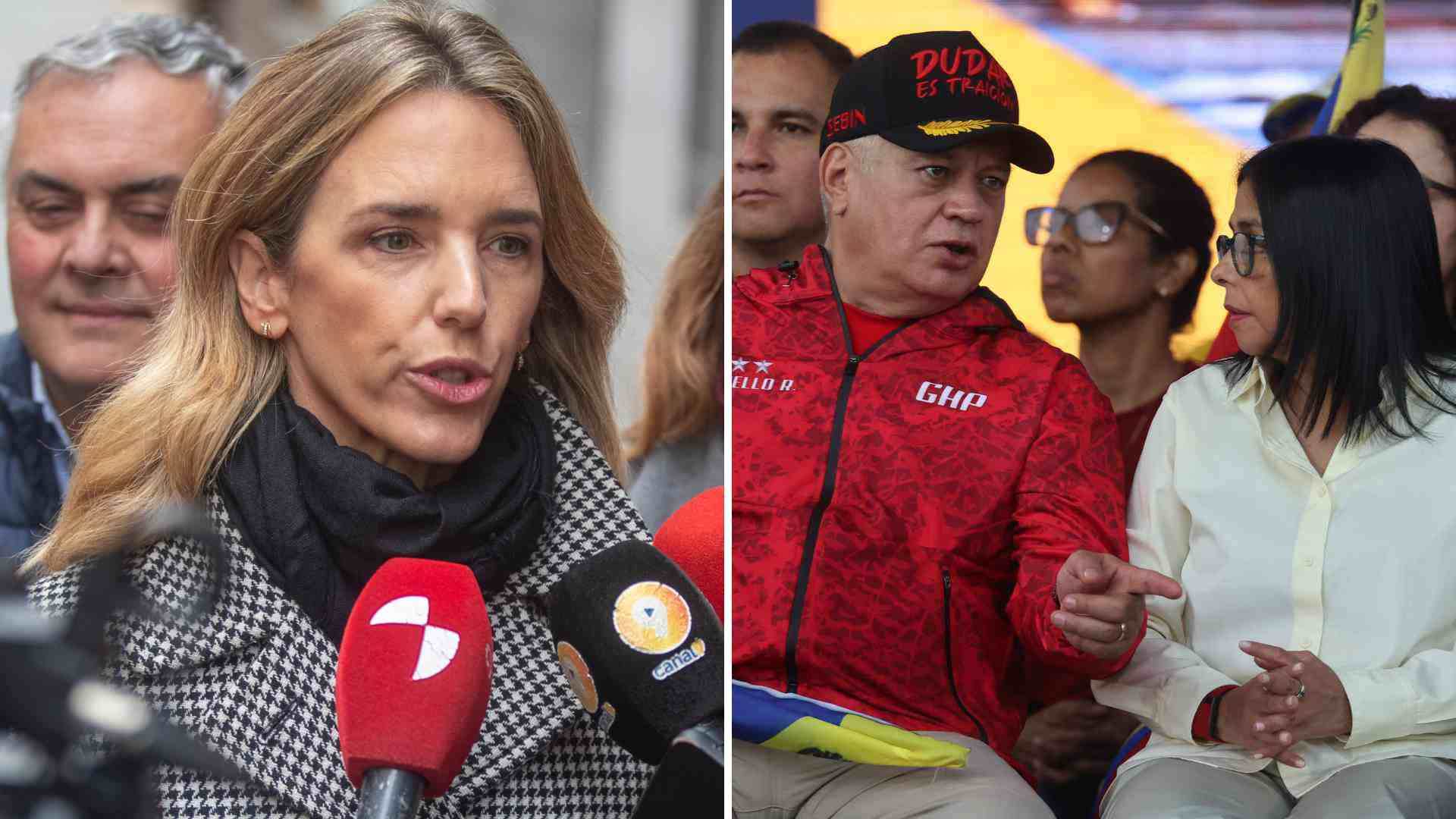 Cayetana Álvarez de Toledo, Delcy Rodríguez y Diosdado Cabello - EFE