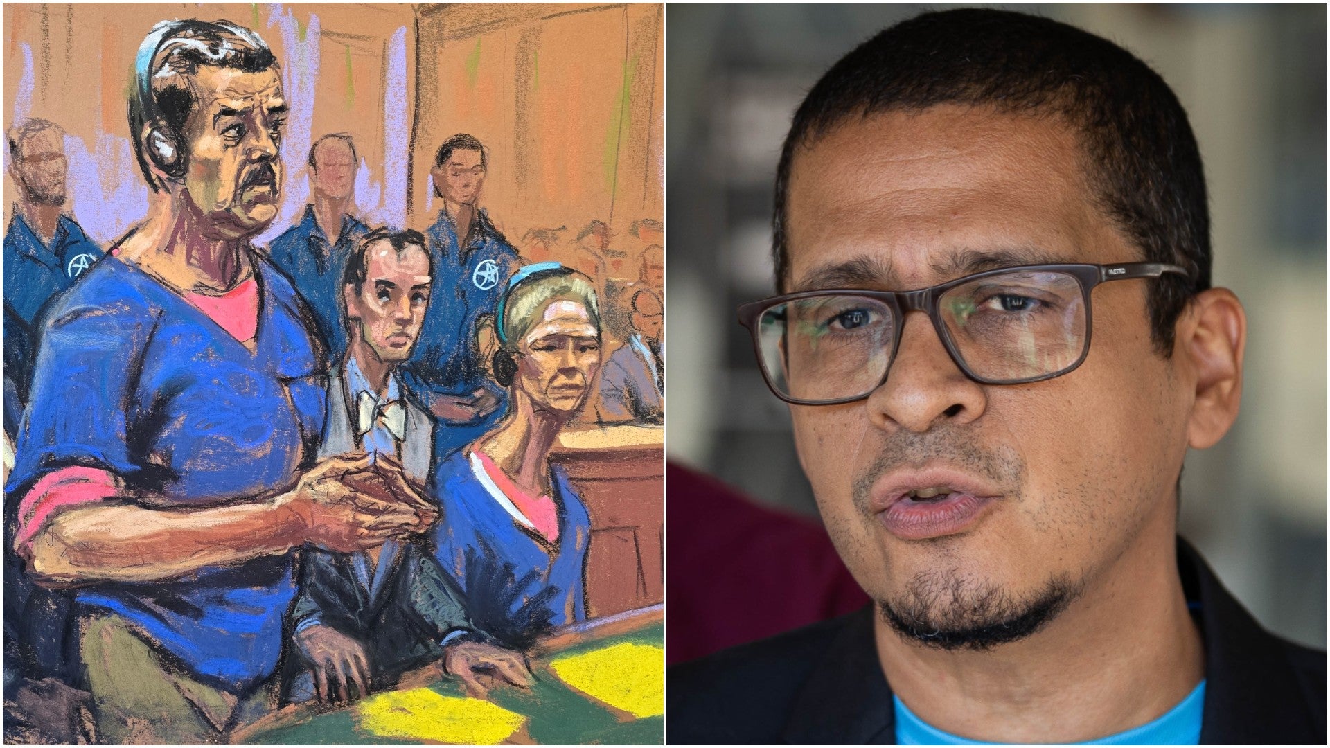 ilustración de la audiencia en EE. UU del dictador Nicolás Maduro y su esposa Cilia Flores / Nicmer Evans, politólogo y exprisionero político - Fotos: EFE