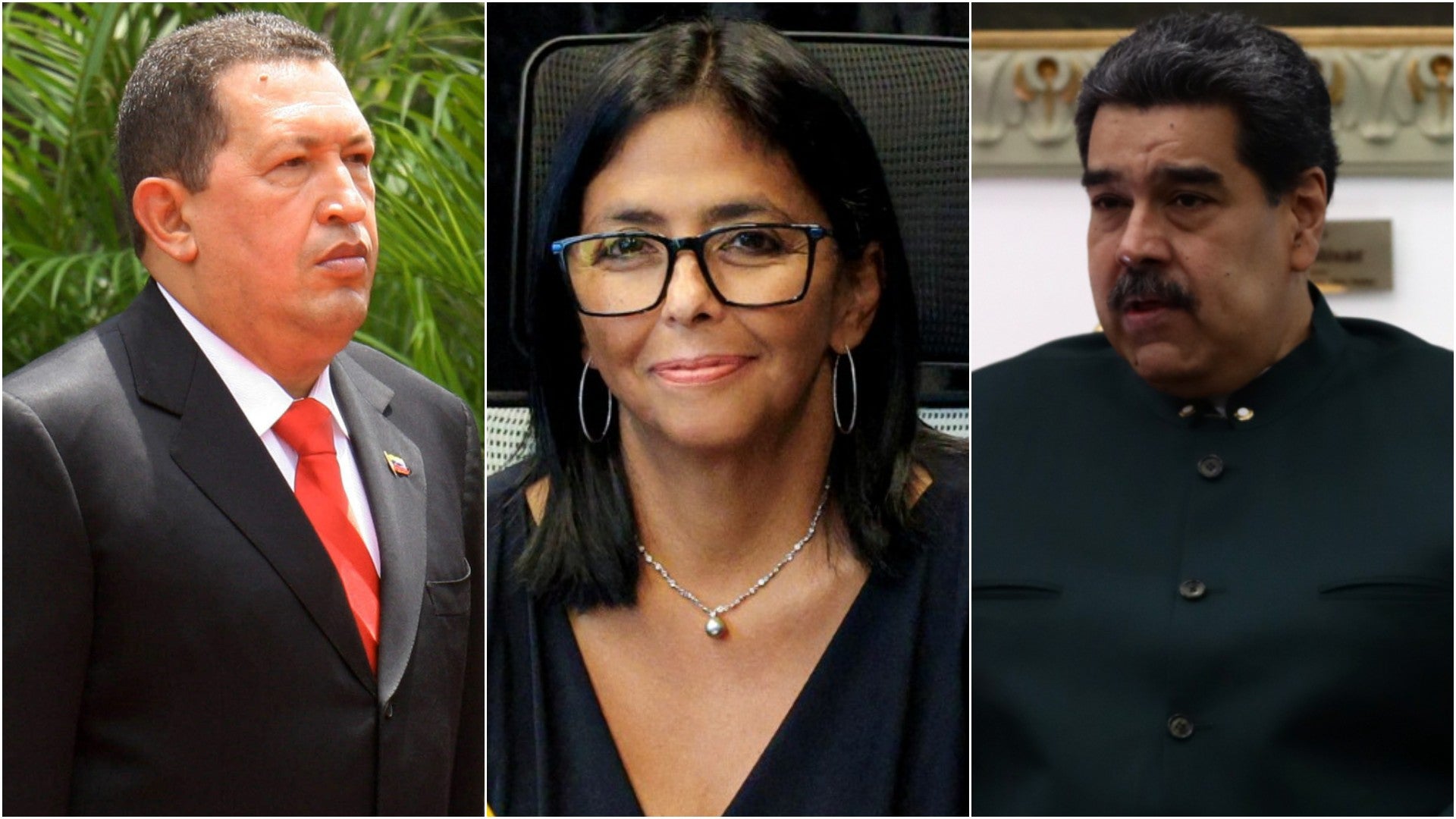 Hugo Chávez, expresidente de Venezuela / Delcy Rodríguez, jefe encargada del régimen venezolano / Nicolás Maduro, dictador venezolano - Fotos: EFE / AFP