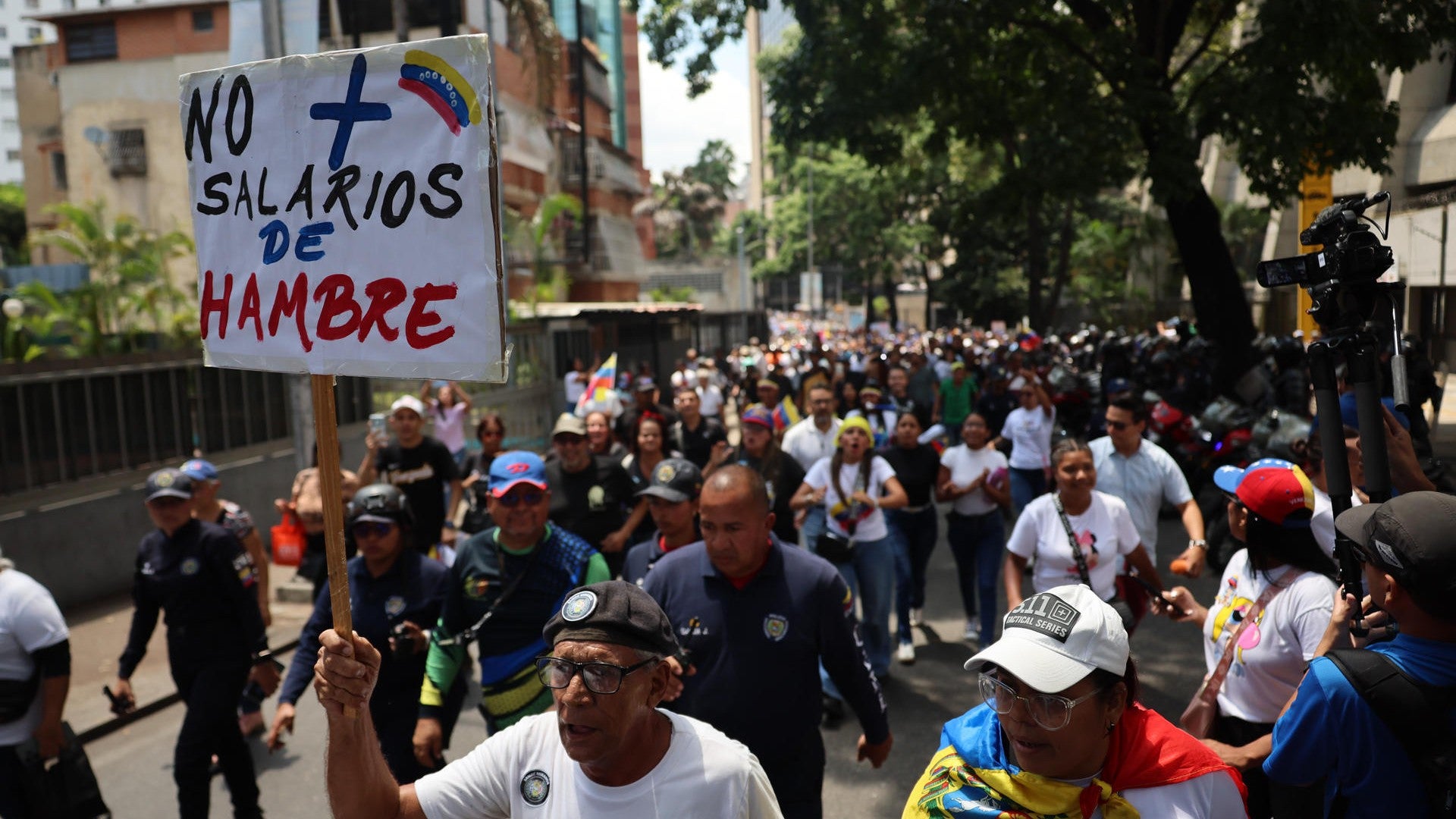 Marcha en el Día del Trabajo en Venezuela / FOTO: EFE