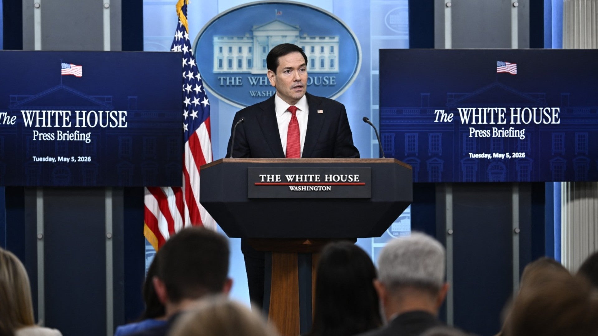 Marco Rubio, secretario de Estado en rueda de prensa. (AFP)