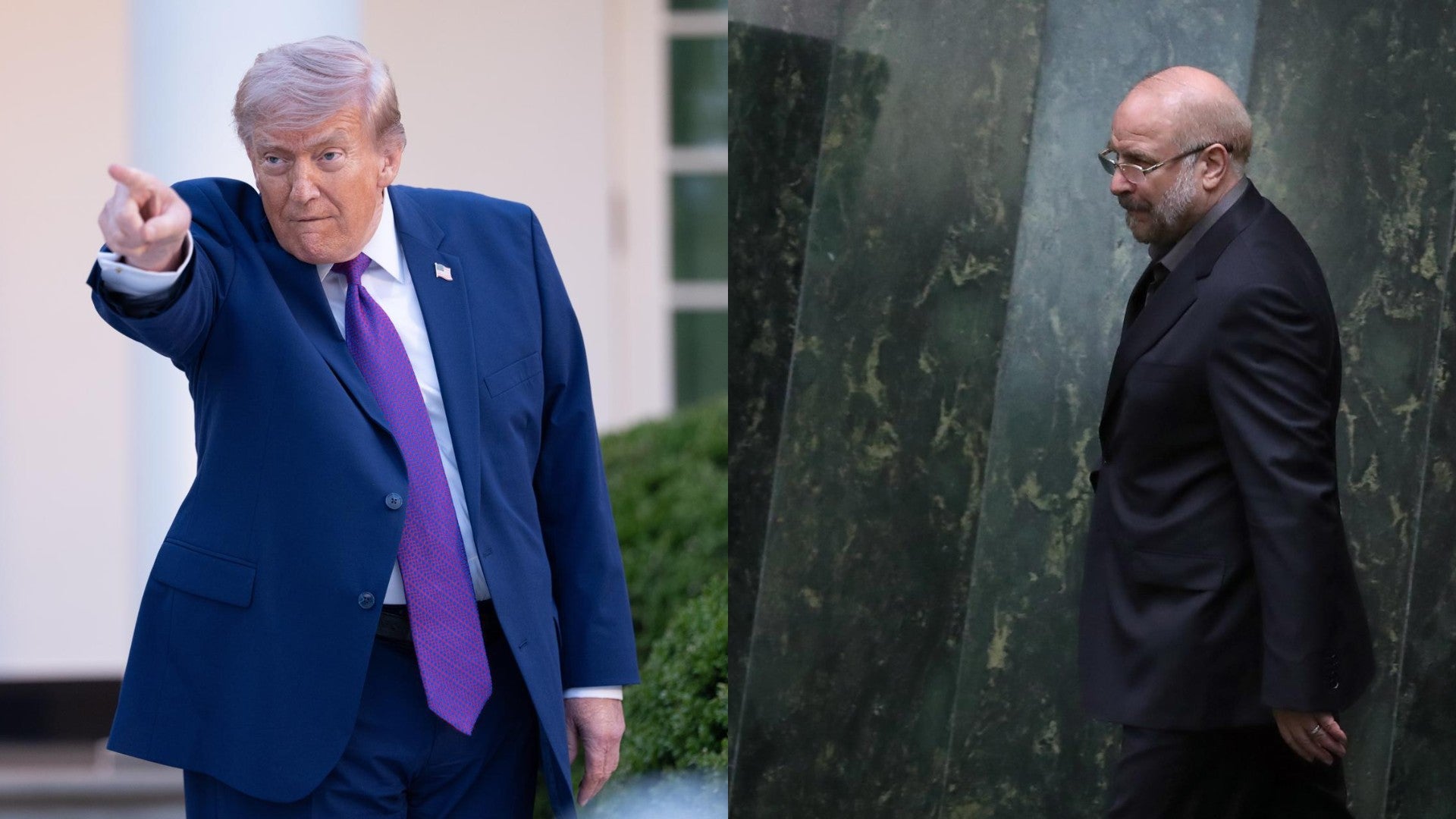 Donald Trump y Mohamad Bagher Ghalibaf, El jefe negociador del régimen de Irán. (EFE)