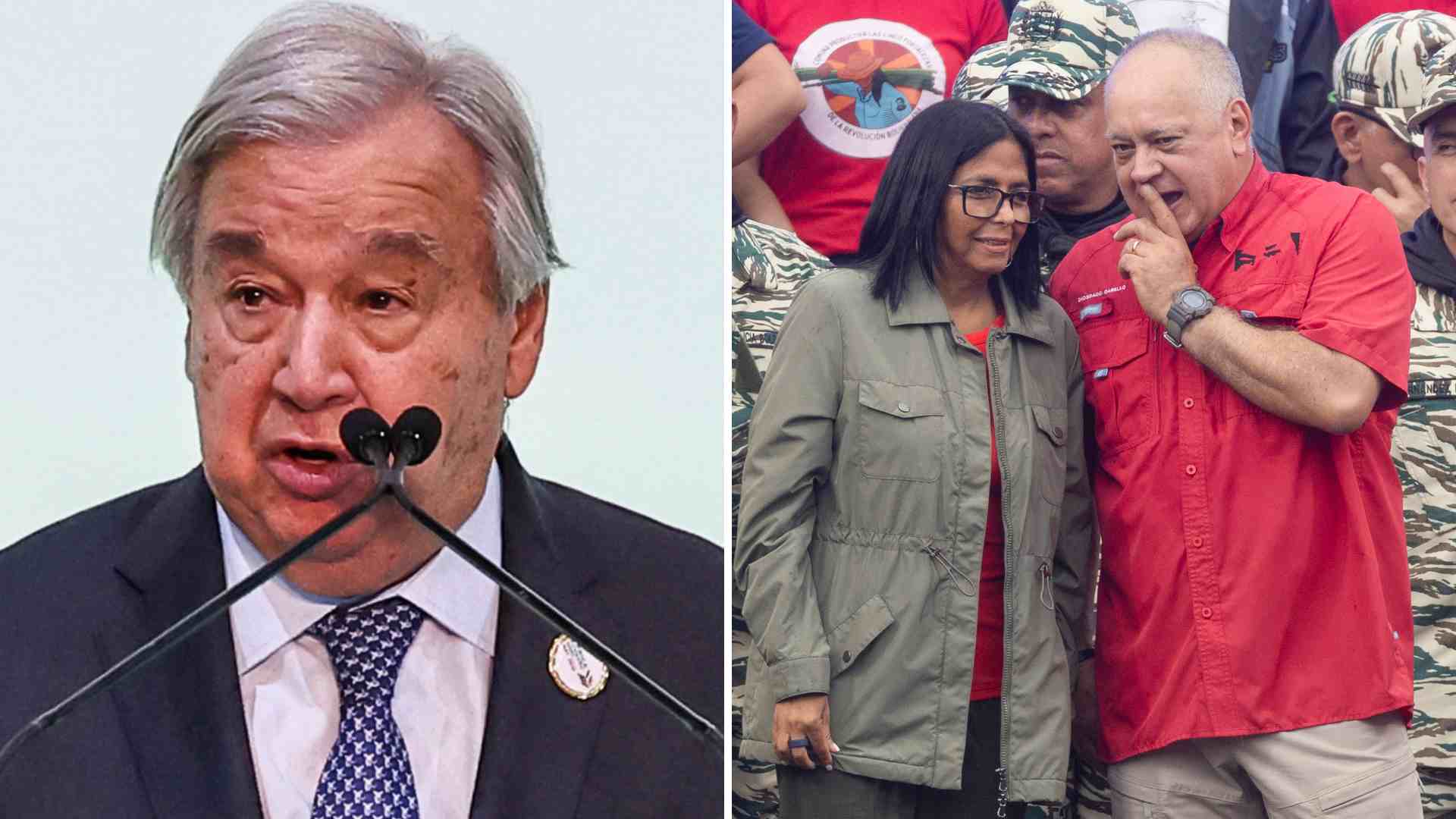 António Guterres, Delcy Rodríguez y Diosdado Cabello - EFE