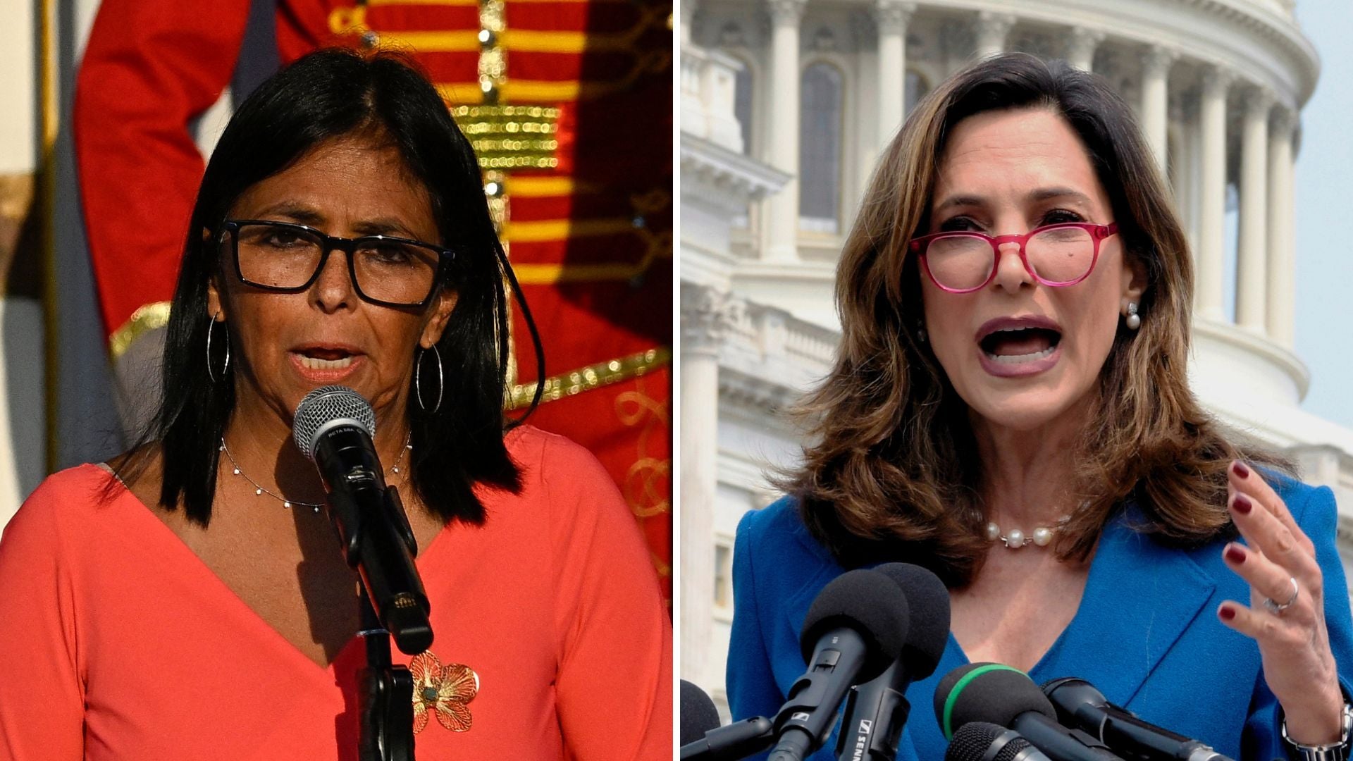 Delcy Rodríguez y María Elvira Salazar | Fotos EFE