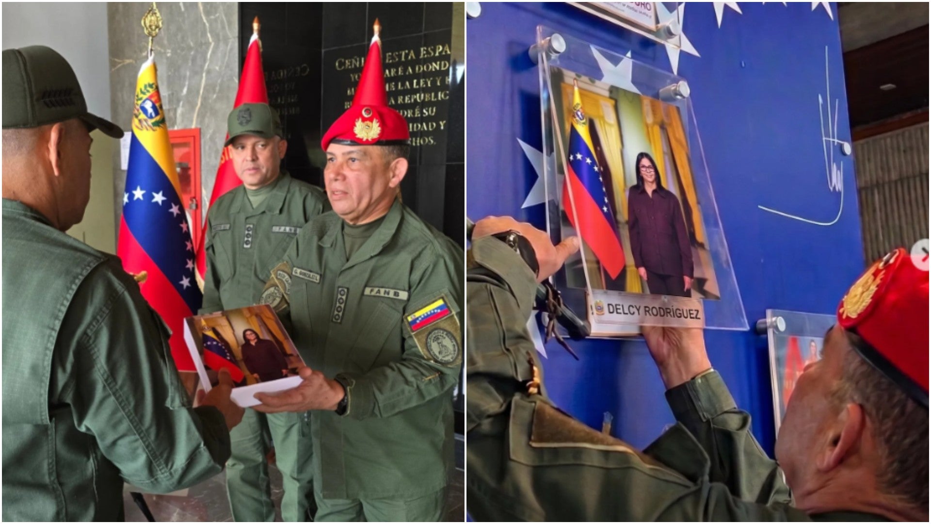Alto mando militar del régimen de Venezuela presenta foto oficial de Delcy Rodríguez como "Comandante en Jefe de la FANB" - Fotos: X