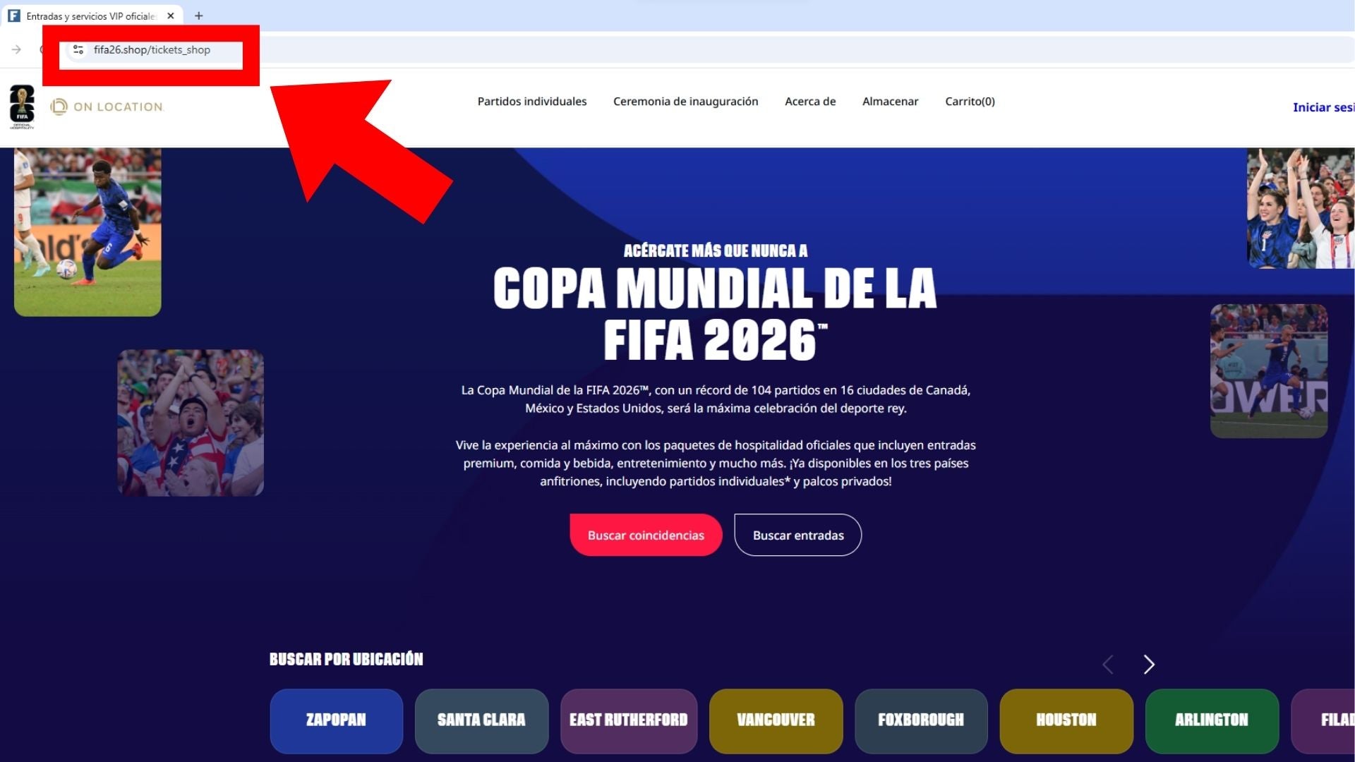Foto: Captura sitio web que suplanta la FIFA